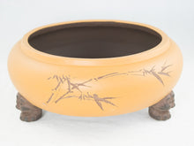 Round Zisha Suiban Vase for Ikebana, Daffodil & Lucky Bamboo - 12"x 12"x 5"